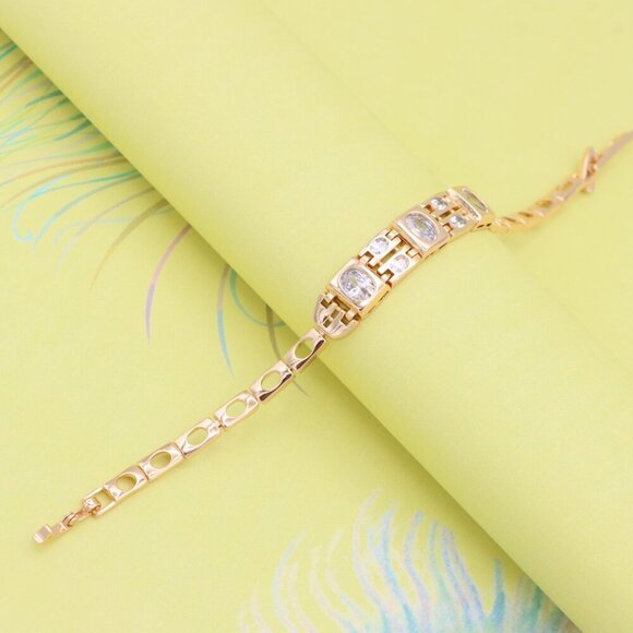 "Elegant Rose Gold Bracelet with Oval Crystal Accents, XPBL0937 - Picture 2 of 12